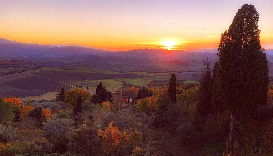 Tramonto sulla Val d'Orcia da Pienza